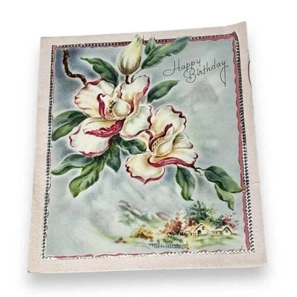 Harry Doehla Co Happy Birthday Iris Vintage Greeting Card DBX
